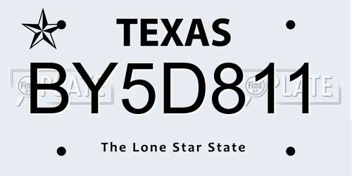 BY5D811 Texas License Plate