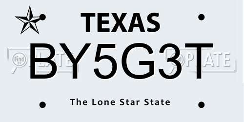 BY5G3T Texas License Plate