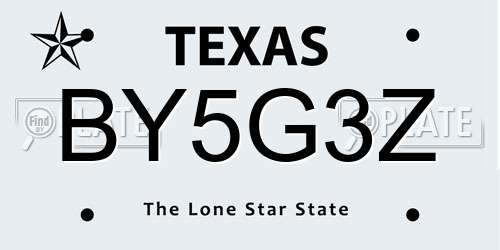 BY5G3Z Texas License Plate
