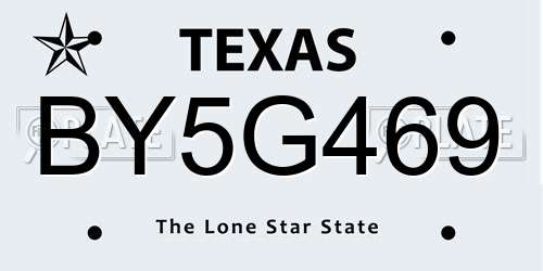 BY5G469 Texas License Plate
