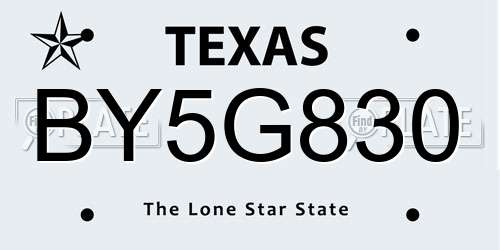 BY5G830 Texas License Plate