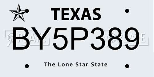 BY5P389 Texas License Plate