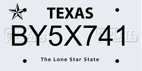BY5X741 Texas License Plate