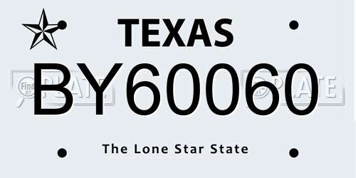BY60060 Texas License Plate