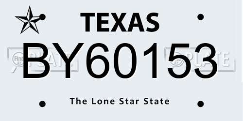BY60153 Texas License Plate