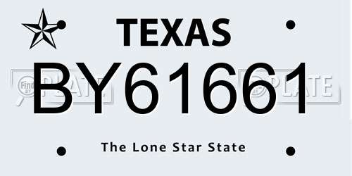 BY61661 Texas License Plate