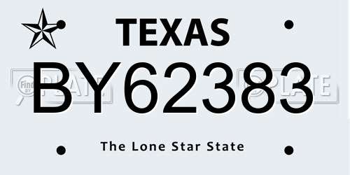 BY62383 Texas License Plate