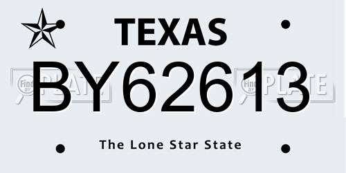 BY62613 Texas License Plate