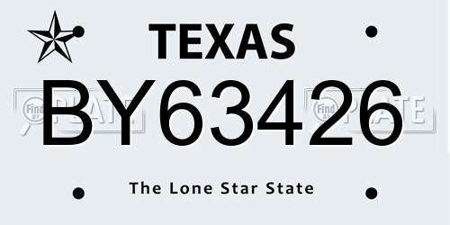 BY63426 Texas License Plate