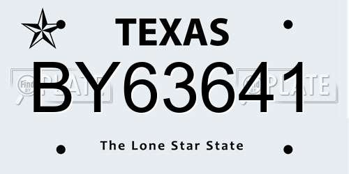 BY63641 Texas License Plate