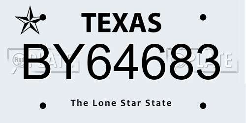 BY64683 Texas License Plate