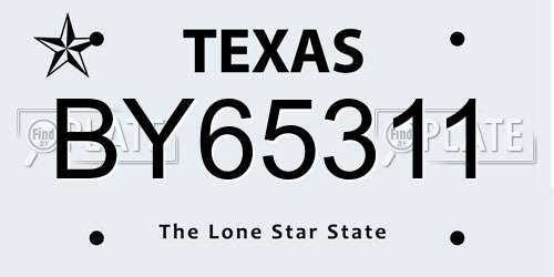 BY65311 Texas License Plate
