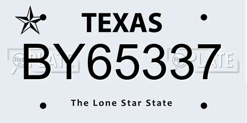 BY65337 Texas License Plate