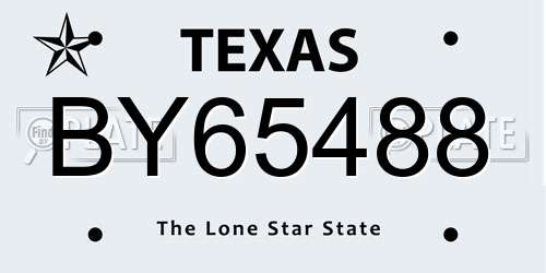 BY65488 Texas License Plate