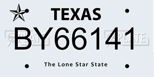 BY66141 Texas License Plate