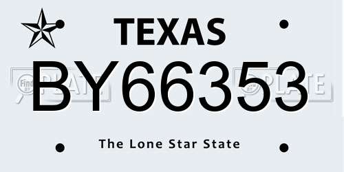 BY66353 Texas License Plate