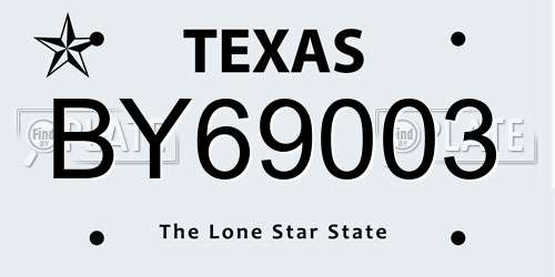BY69003 Texas License Plate