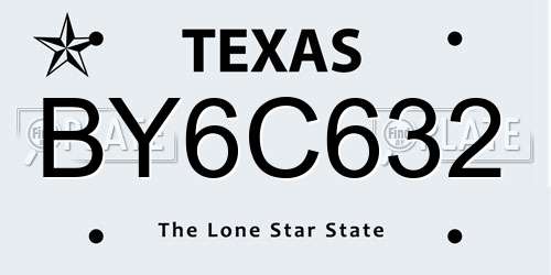 BY6C632 Texas License Plate