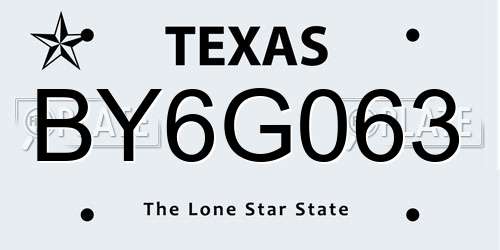BY6G063 Texas License Plate