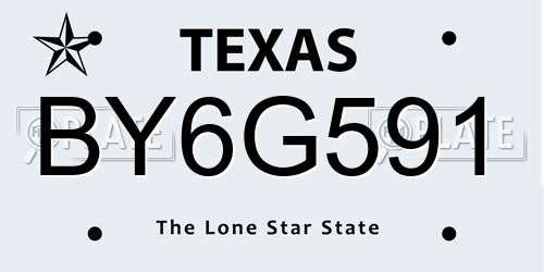 BY6G591 Texas License Plate