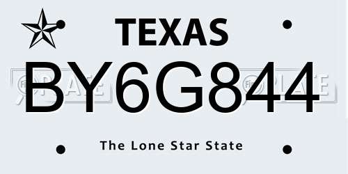 BY6G844 Texas License Plate