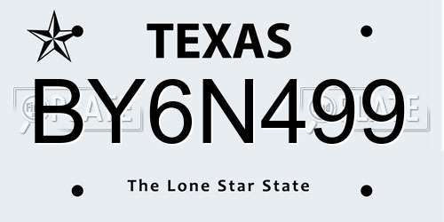 BY6N499 Texas License Plate