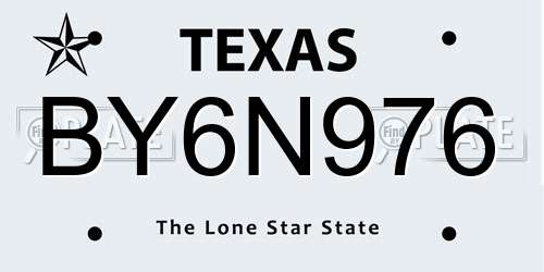 BY6N976 Texas License Plate