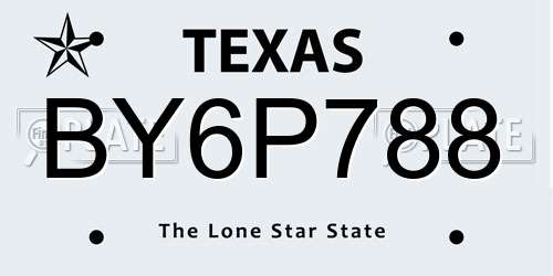 BY6P788 Texas License Plate