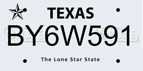 BY6W591 Texas License Plate