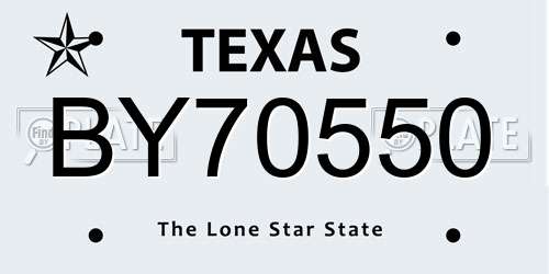BY70550 Texas License Plate
