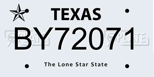 BY72071 Texas License Plate
