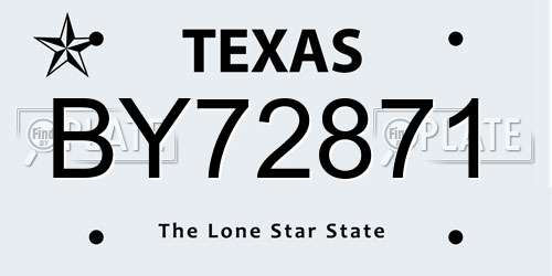 BY72871 Texas License Plate