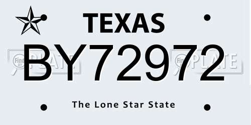 BY72972 Texas License Plate