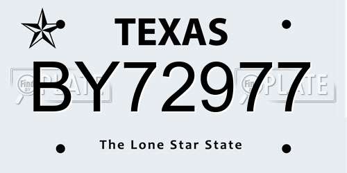 BY72977 Texas License Plate