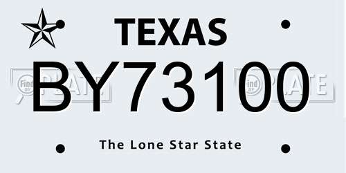 BY73100 Texas License Plate
