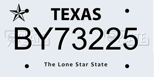BY73225 Texas License Plate