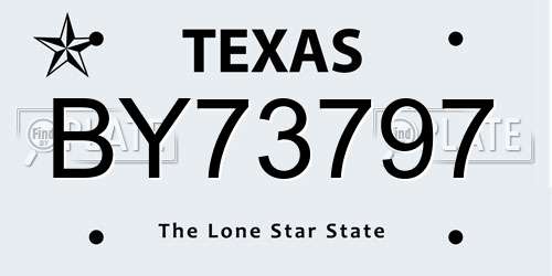 BY73797 Texas License Plate