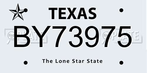 BY73975 Texas License Plate