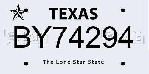 BY74294 Texas License Plate