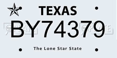 BY74379 Texas License Plate