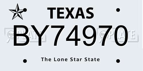 BY74970 Texas License Plate