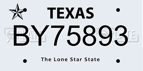 BY75893 Texas License Plate