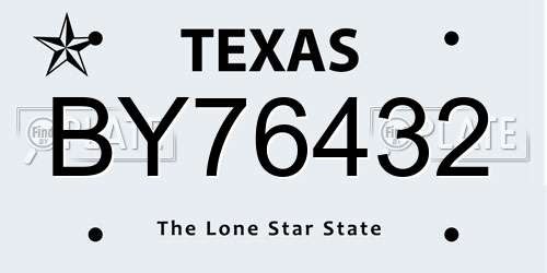 BY76432 Texas License Plate