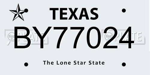 BY77024 Texas License Plate