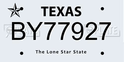BY77927 Texas License Plate