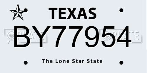 BY77954 Texas License Plate