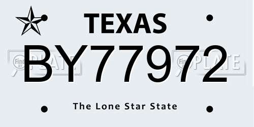 BY77972 Texas License Plate