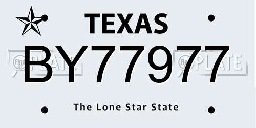 BY77977 Texas License Plate