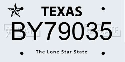 BY79035 Texas License Plate