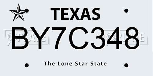 BY7C348 Texas License Plate
